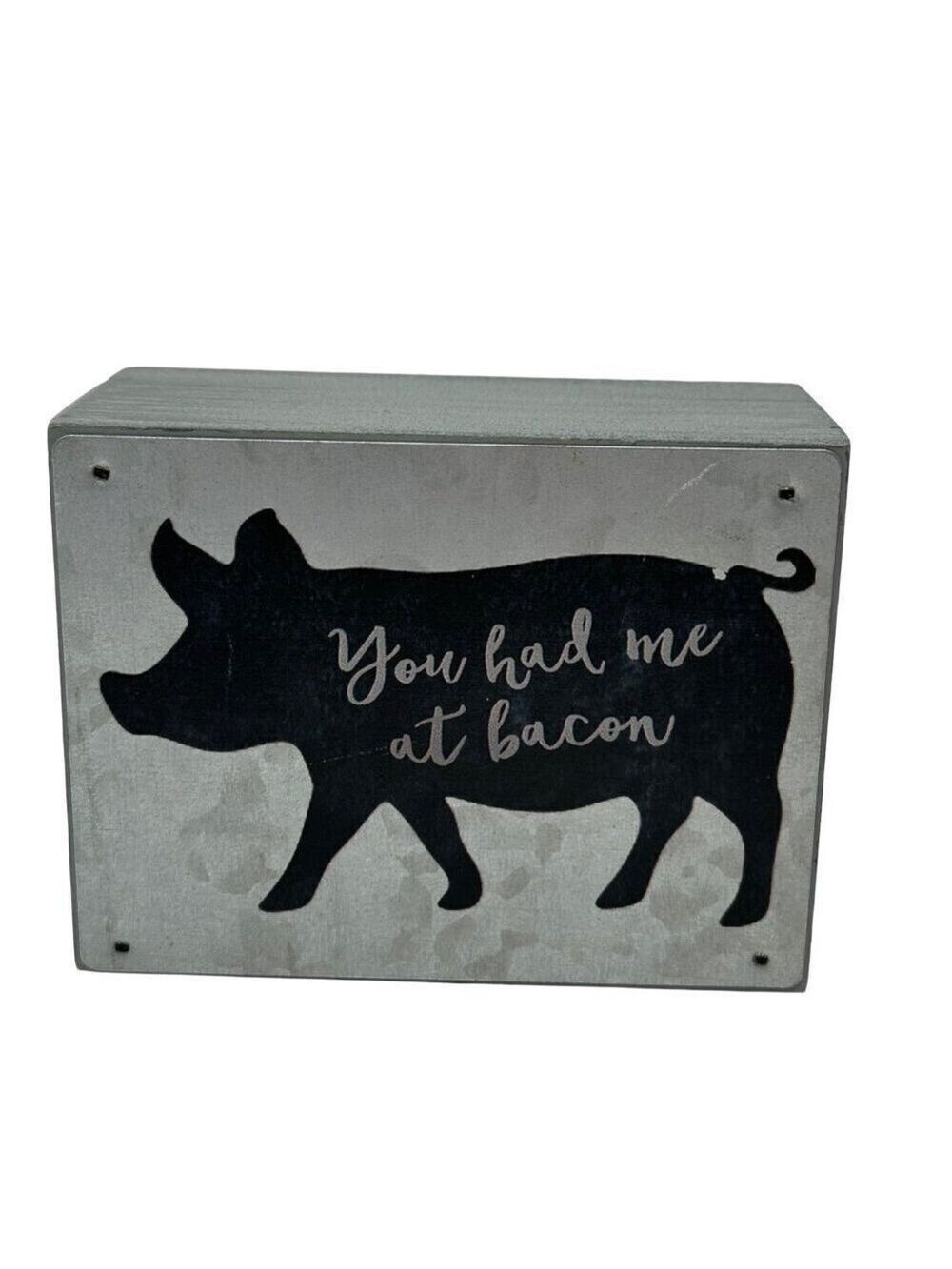 Pig Silhouette Funny Block Sign 4" Rustic Primitive Country Farmhouse Freestand